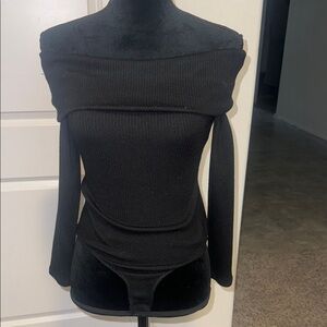 Elegant Black Off-Shoulder Bodysuit